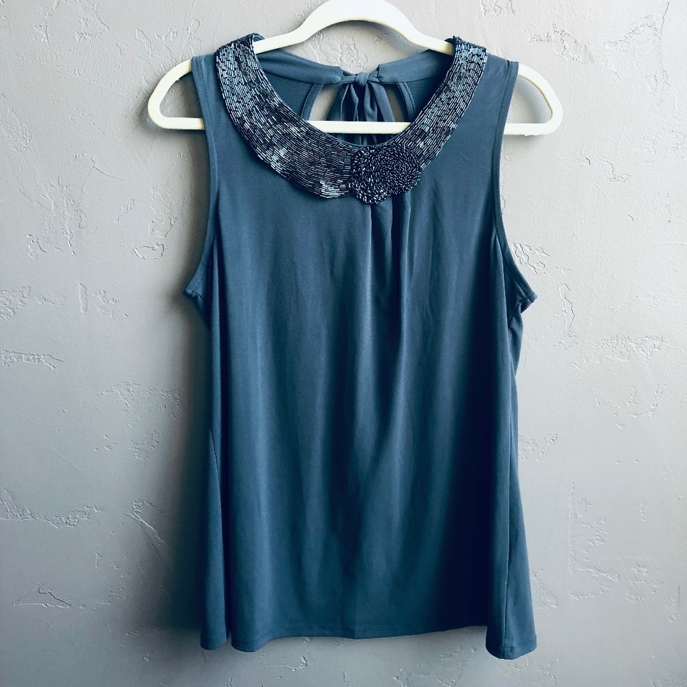 Gunmetal Gray/Blue Sleeveless Blouse